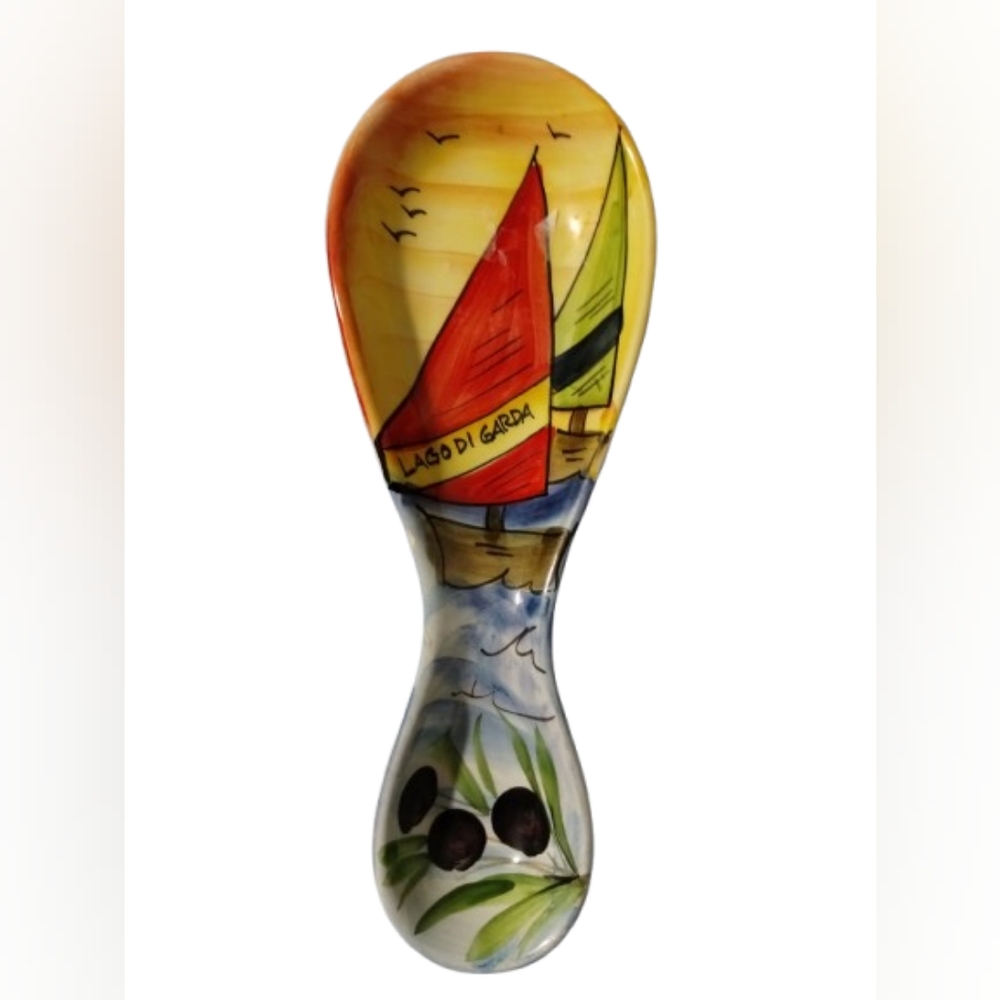 I'm Vintage Hand-Painted Italian Spoon Rest, Made in Italy Marked EW 1012